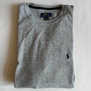 Polo Ralph Lauren Long Sleeve Waffle Knit Thermal Sleep Shirt Heather Gray